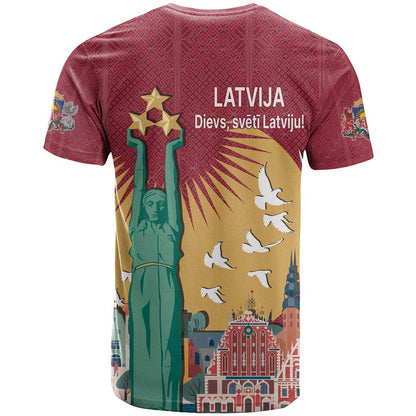 Latvia Independence Day T-Shirt Latvija with Freedom Monument Graphic Tee