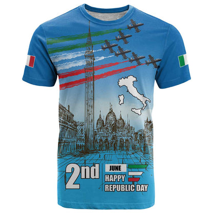 Italy Republic Day T-Shirt Festa della Repubblica with Frecce Tricolori Graphic Tee