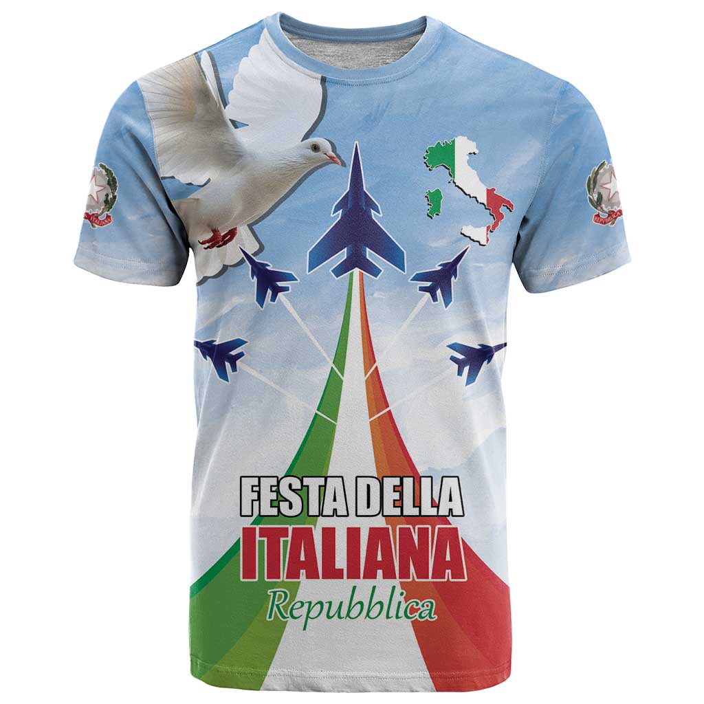 Italy Festa della Repubblica T-Shirt Frecce Tricolori with Dove Graphic Tee