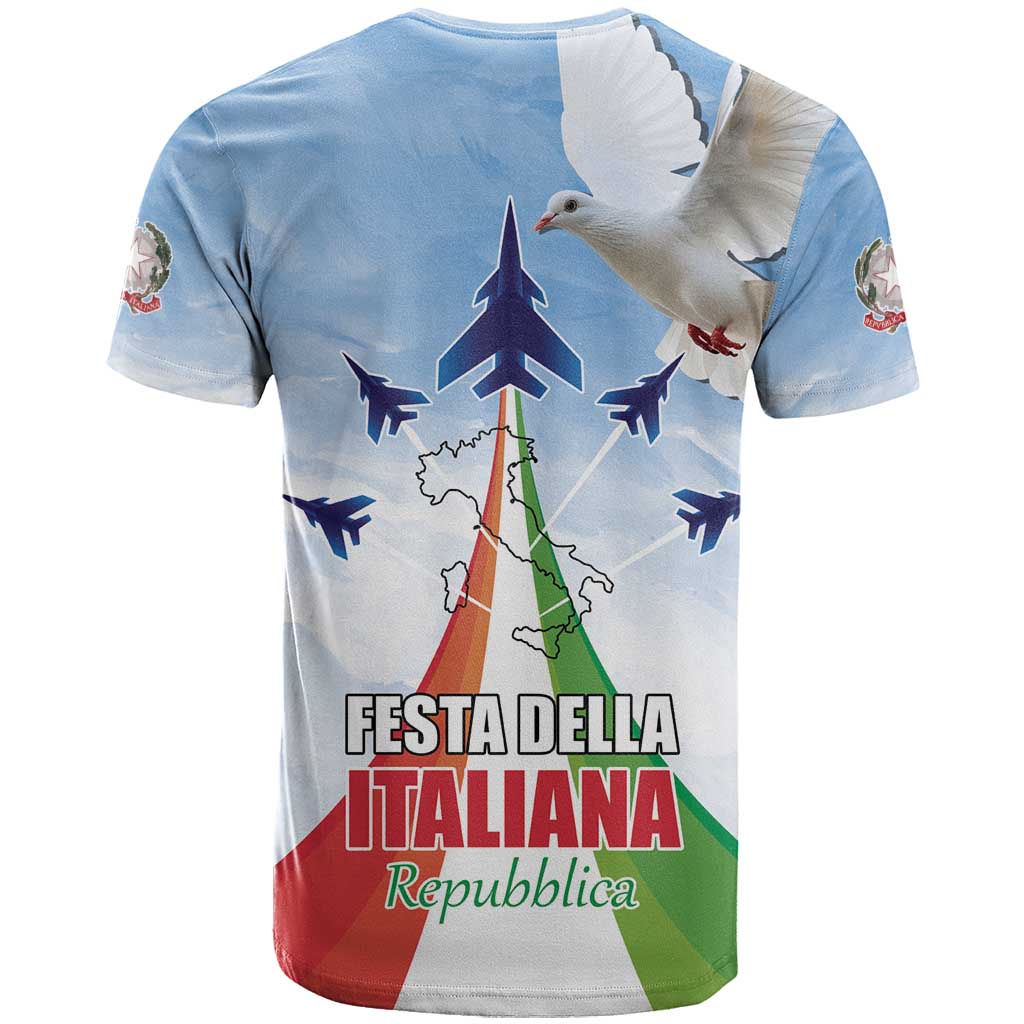 Italy Festa della Repubblica T-Shirt Frecce Tricolori with Dove Graphic Tee