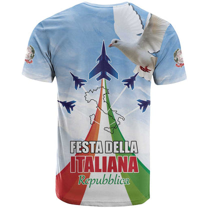 Italy Festa della Repubblica T-Shirt Frecce Tricolori with Dove Graphic Tee