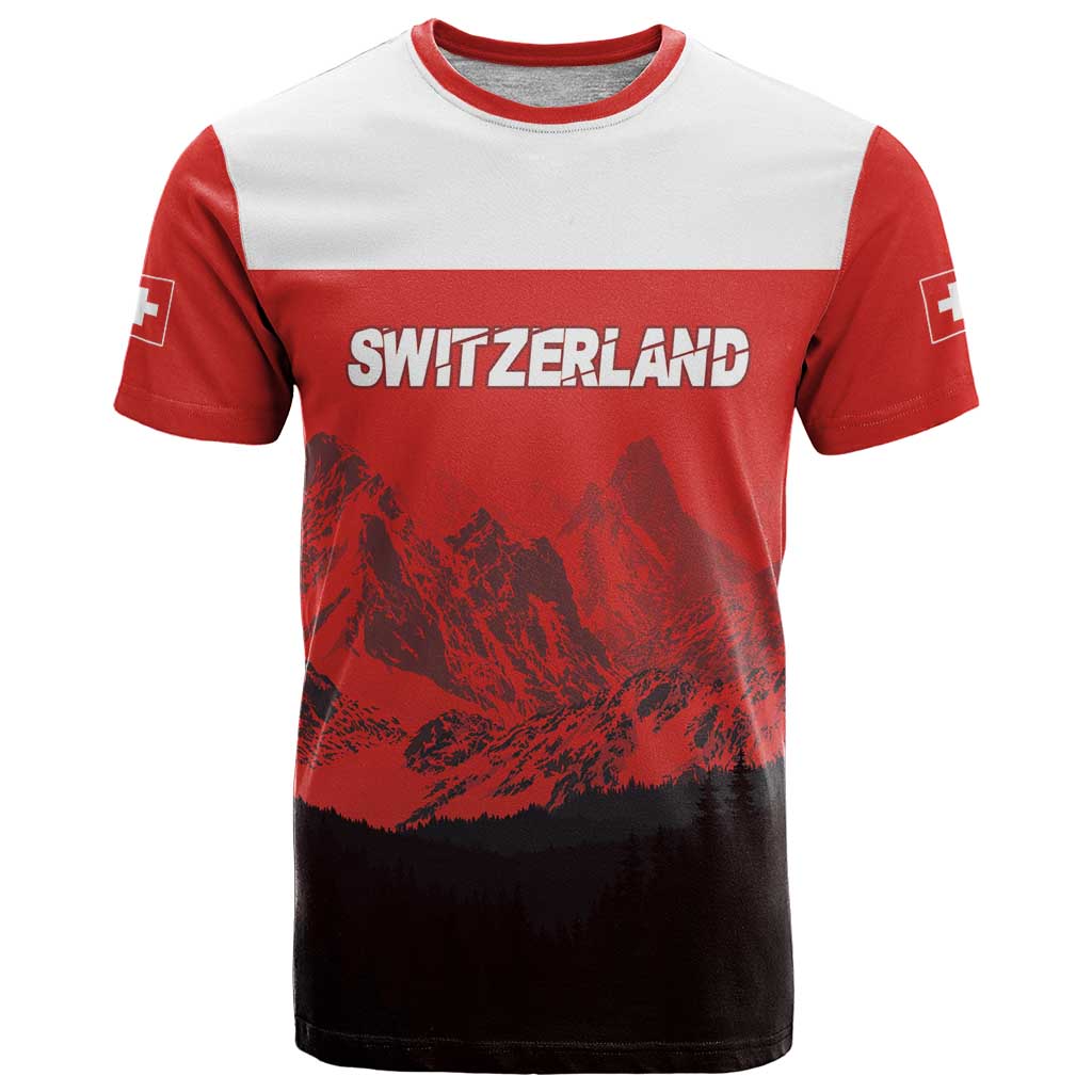 Custom Switzerland Football T-Shirt Swiss Alps Graphic Tee