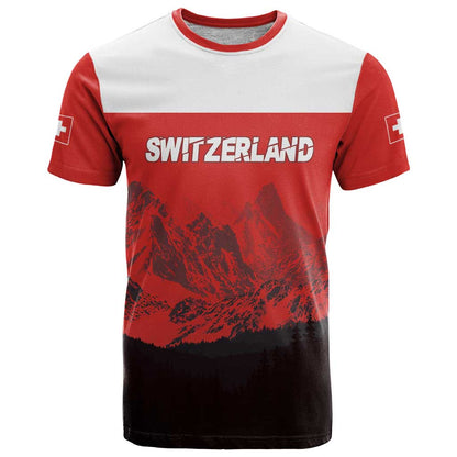 Custom Switzerland Football T-Shirt Swiss Alps Graphic Tee