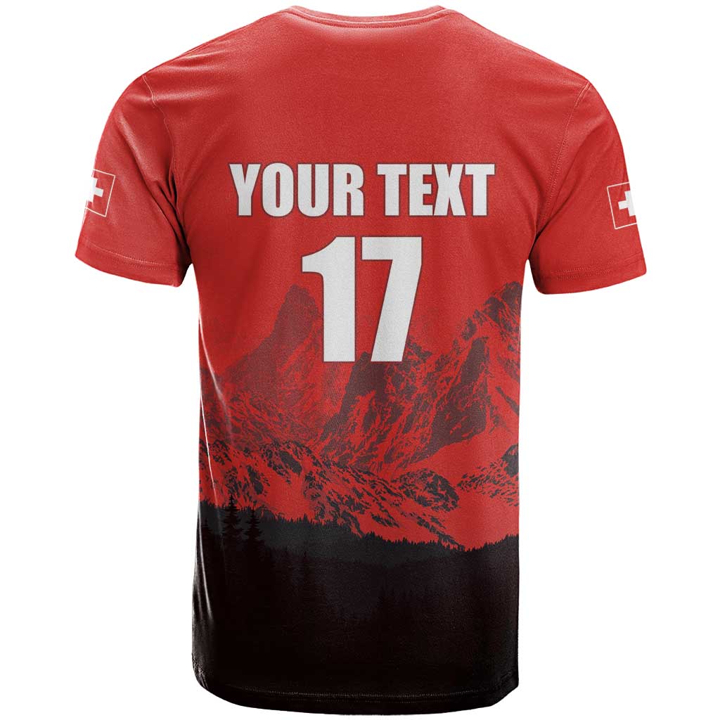 Custom Switzerland Football T-Shirt Swiss Alps Graphic Tee