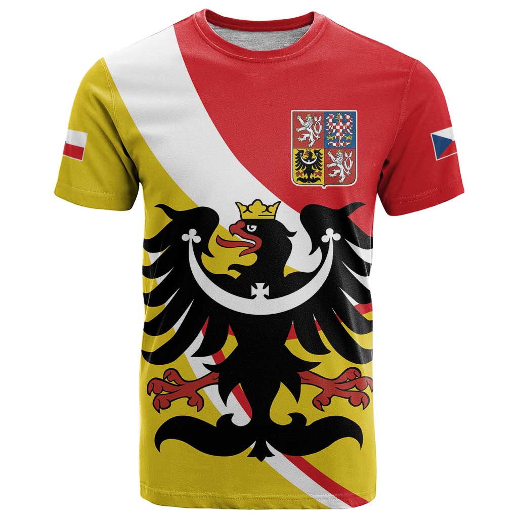Personalized Coat of Arms of Silesia T-Shirt Black Eagle with Silver Crescent Graphic Tee