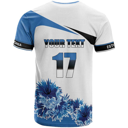 Estonia Grey Wolf and Cornflower T-Shirt Estonia Flag Graphic Tee