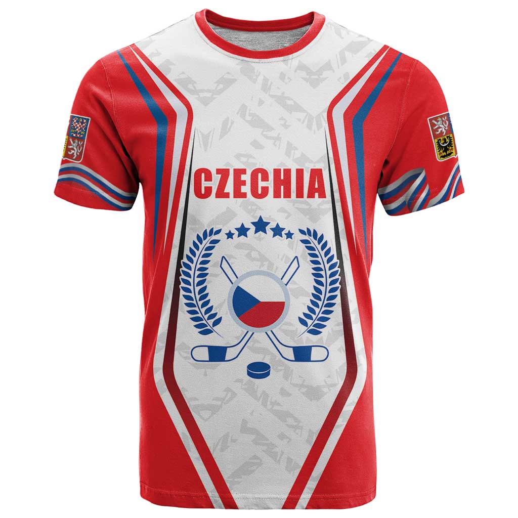 Czech Republic Ice Hockey Custom T-Shirt Flag Style Graphic Tee