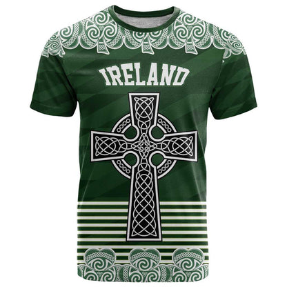 Personalized Celtic Cross Shamrock Ireland T-Shirt Celtic Knot with Shamrock Graphic Tee