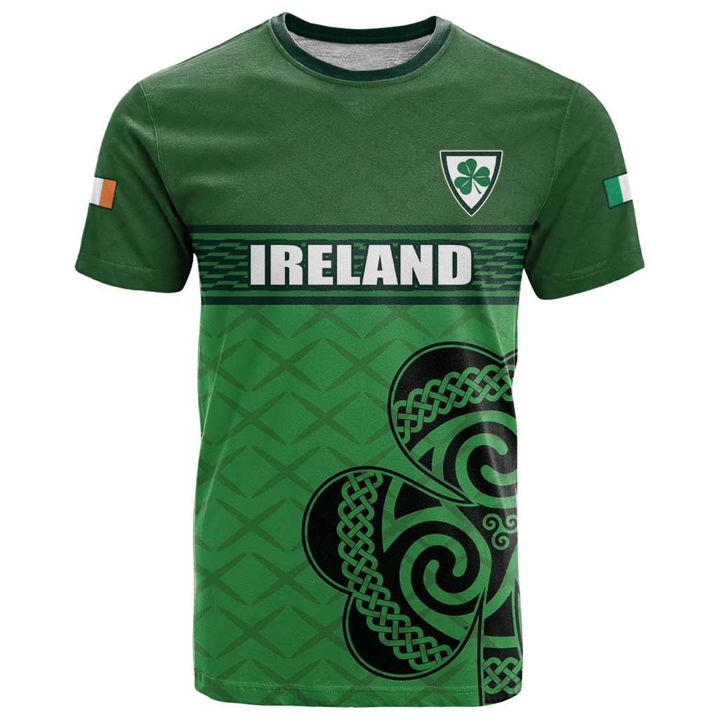 Custom Ireland Football T-Shirt Celtic Knot with Shamrock Graphic Tee