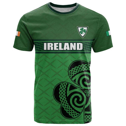Custom Ireland Football T-Shirt Celtic Knot with Shamrock Graphic Tee
