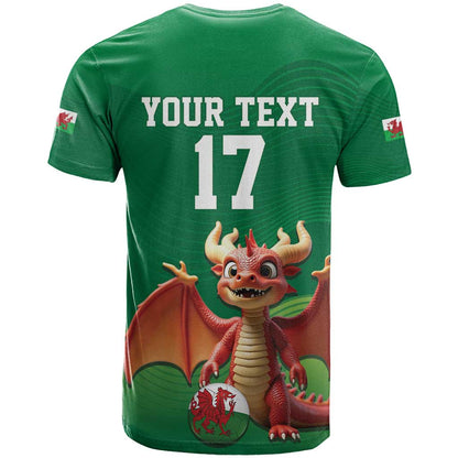 Custom Wales Football Go Champions T-Shirt Cymru am byth Green Style Graphic Tee