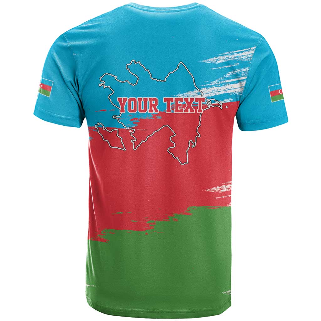 Personalized Azerbaijan Flag Style T-Shirt Azerbaijani Flag Day Graphic Tee