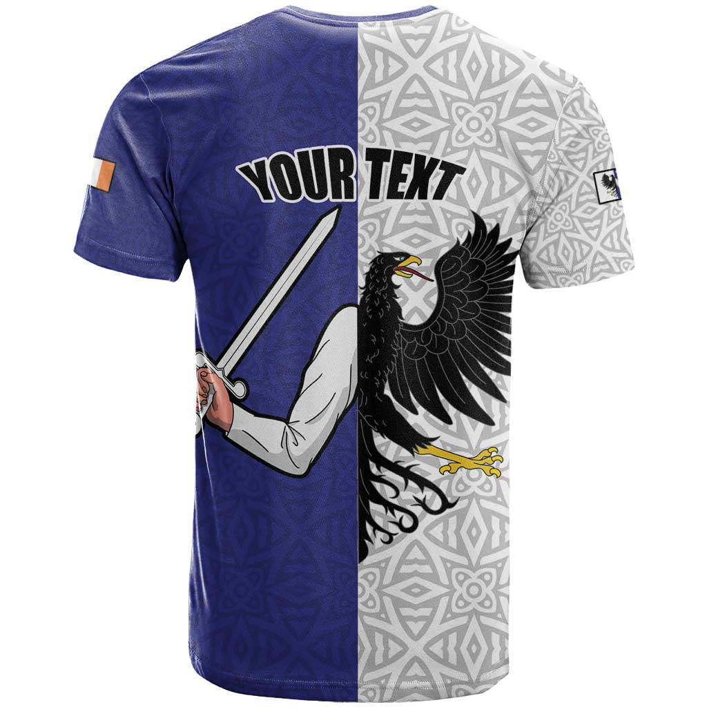 Personalized Ireland Connacht Black Eagle and Armed hand T-Shirt Connachta Flag Style with Celtic Patern Graphic Tee