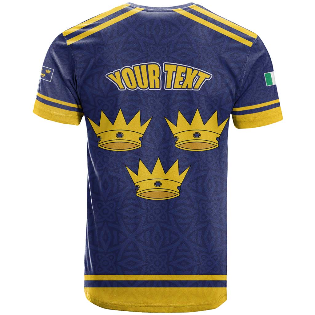 Personalized Ireland Munster Three Gold Crowns T-Shirt An Mhumhain Flag Three Gold Crowns Graphic Tee