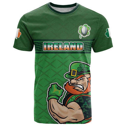 Custom Ireland Rugby with Celtic Pattern T-Shirt Shamrock Go Champions Graphic Tee