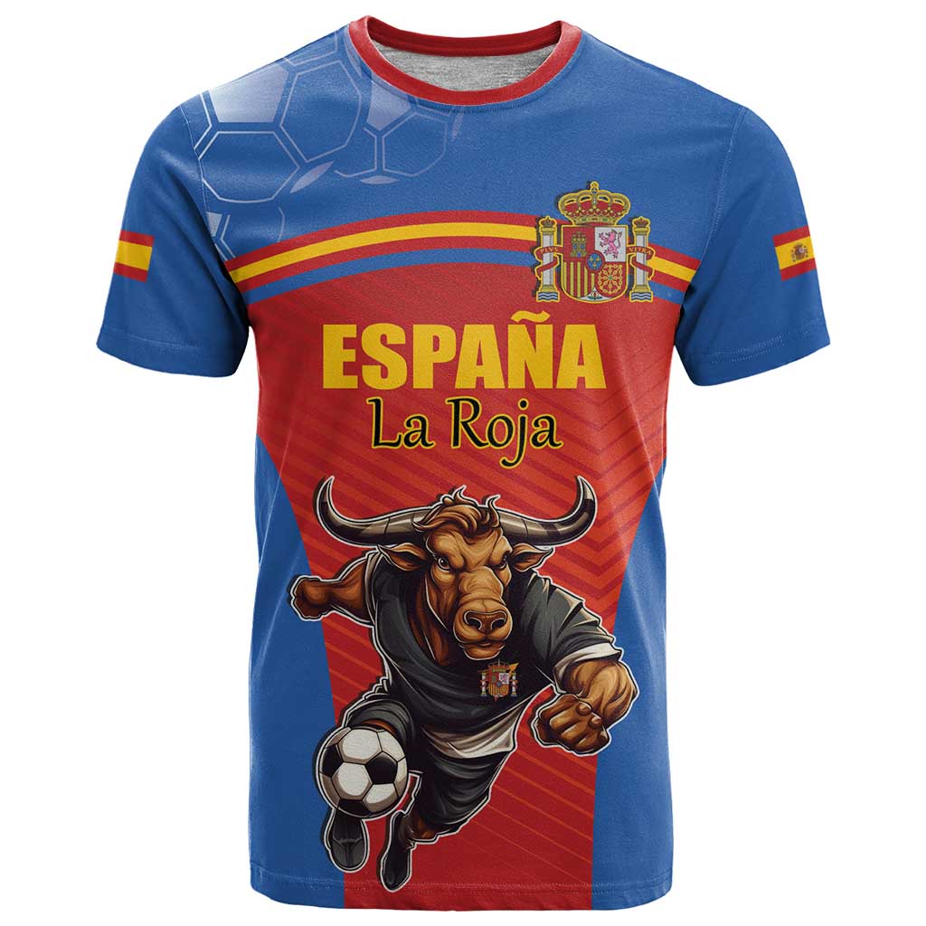 Custom Spain Football Go Champions T-Shirt Sporty Style with Bull Mascot Graphic Tee