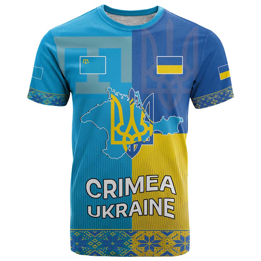Personalized Crimean Tatar Flag Day T-Shirt Ukraine Crimea Map Graphic Tee
