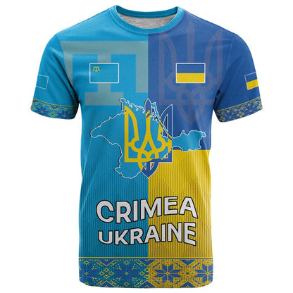Personalized Crimean Tatar Flag Day T-Shirt Ukraine Crimea Map Graphic Tee