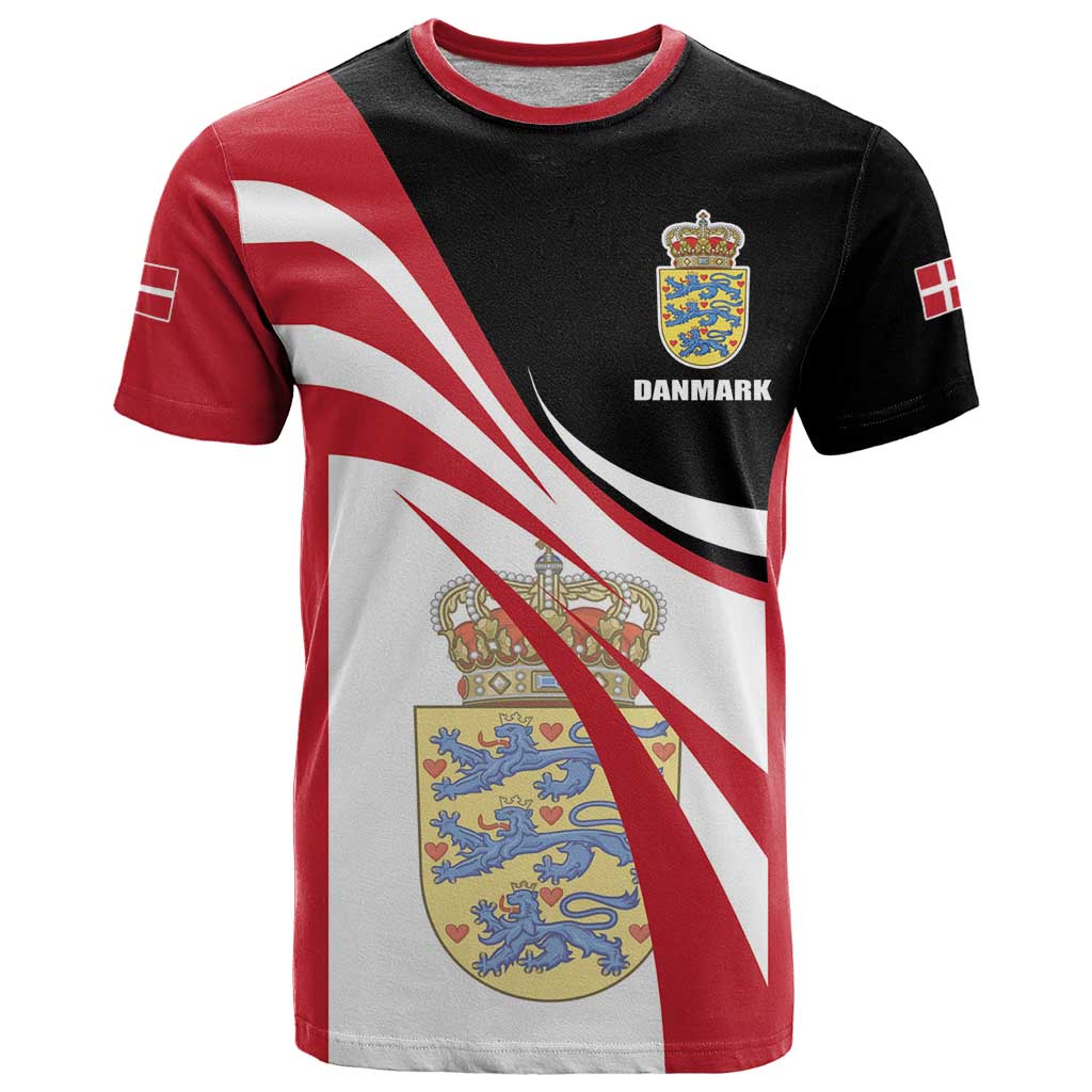 Personalized Danmark Coat of Arms T-Shirt Denmark Three Pale Blue Lions Graphic Tee