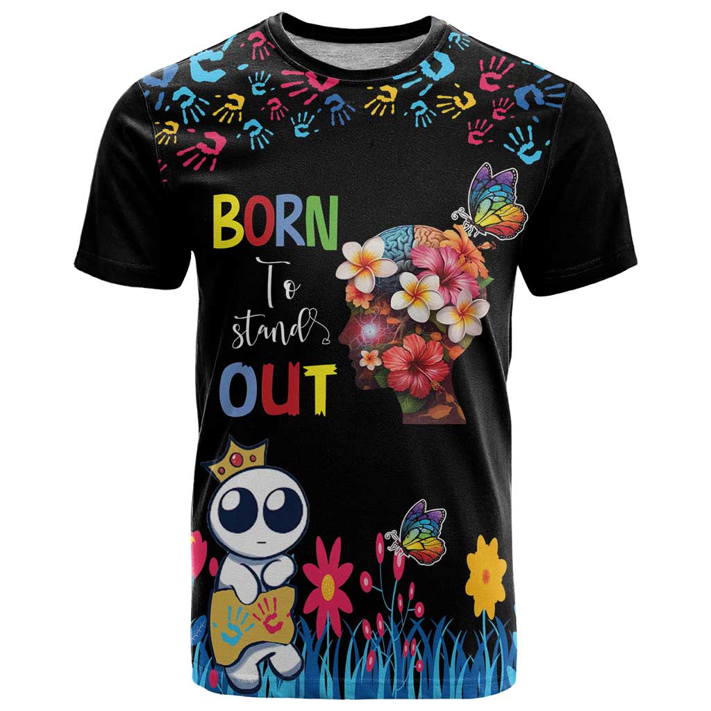 Born to Stand Out Autism Awareness T-Shirt Brain Mind and Yippee! Graphic Tee
