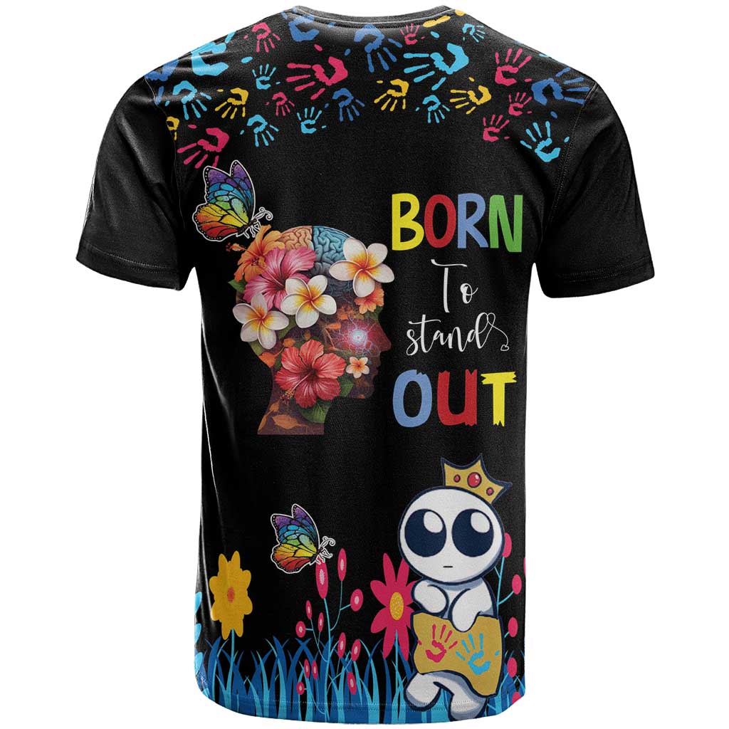 Born to Stand Out Autism Awareness T-Shirt Brain Mind and Yippee! Graphic Tee