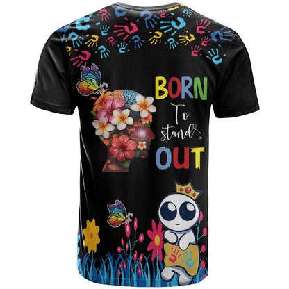 Born to Stand Out Autism Awareness T-Shirt Brain Mind and Yippee! Graphic Tee
