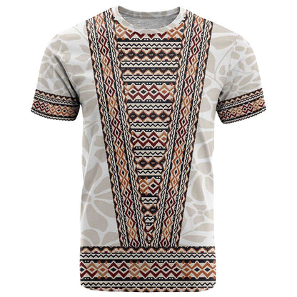 Danmark Traditional Patern with Daisy T-Shirt Danish Patern Simple Style Graphic Tee