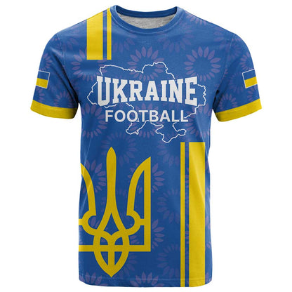Custom Ukraine Football T-Shirt Blue Style Graphic Tee