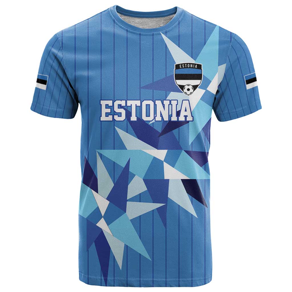 Custom Estonia Football T-Shirt Retro Jersey Blue Version Graphic Tee