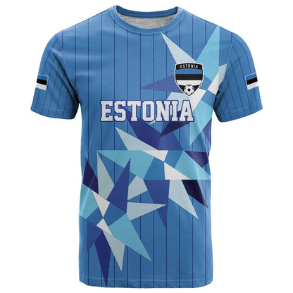 Custom Estonia Football T-Shirt Retro Jersey Blue Version Graphic Tee