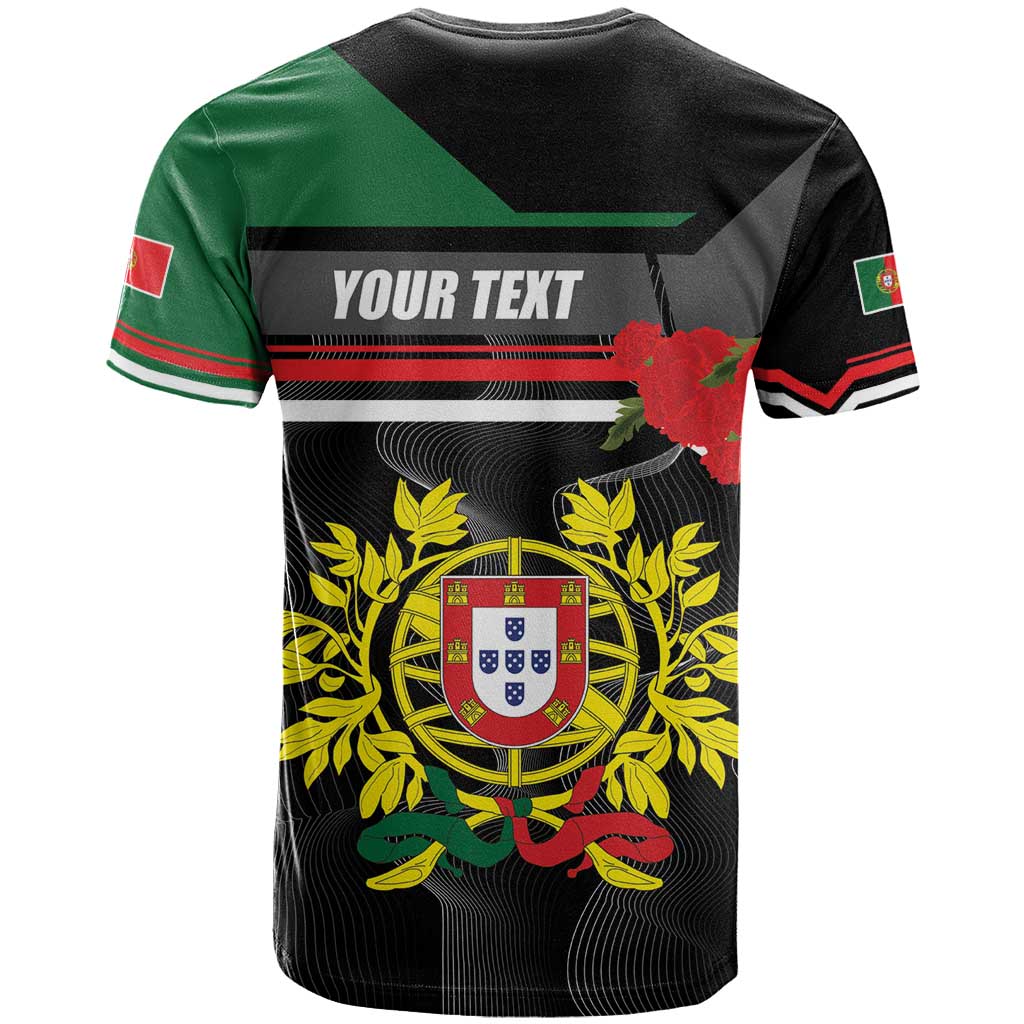 Personalized Portugal Coat of Arms with Carnation T-Shirt Portuguese Bandeira Verde-Rubra Graphic Tee