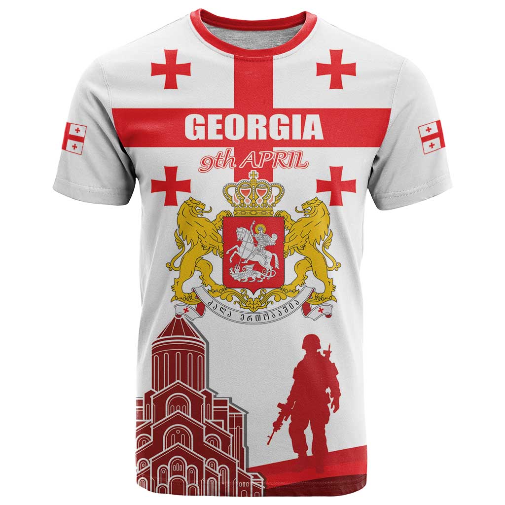 Personalized Georgia National Unity Day T-Shirt 9th April with Coat of Arms and Flag Graphic Tee