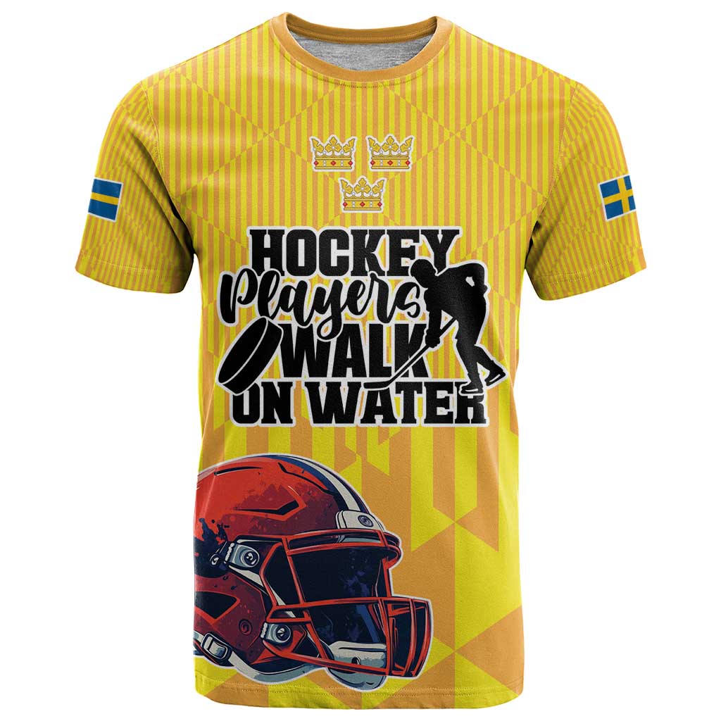 Custom Sweden Ice Hokey Go Champions T-Shirt Gold Style Graphic Tee
