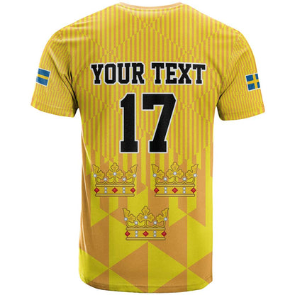 Custom Sweden Ice Hokey Go Champions T-Shirt Gold Style Graphic Tee