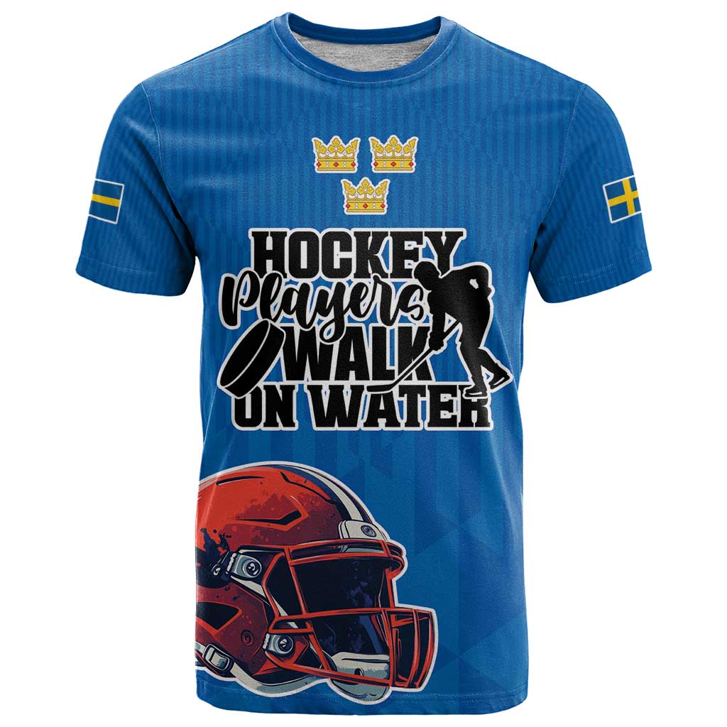 Custom Sweden Ice Hokey Go Champions T-Shirt Blue Style Graphic Tee