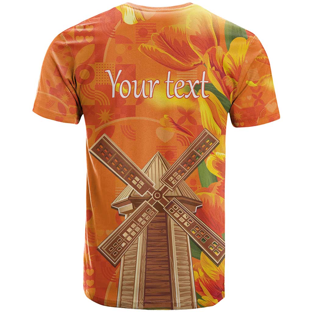 Personalized Netherlands Orange Tulip and Wildmill T-Shirt Graphic Tee