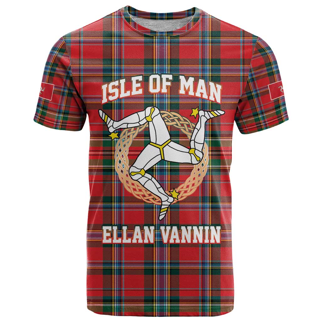 Personalized Isle of Man Triskelion T-Shirt Celtic Knots with Red Tartan Graphic Tee