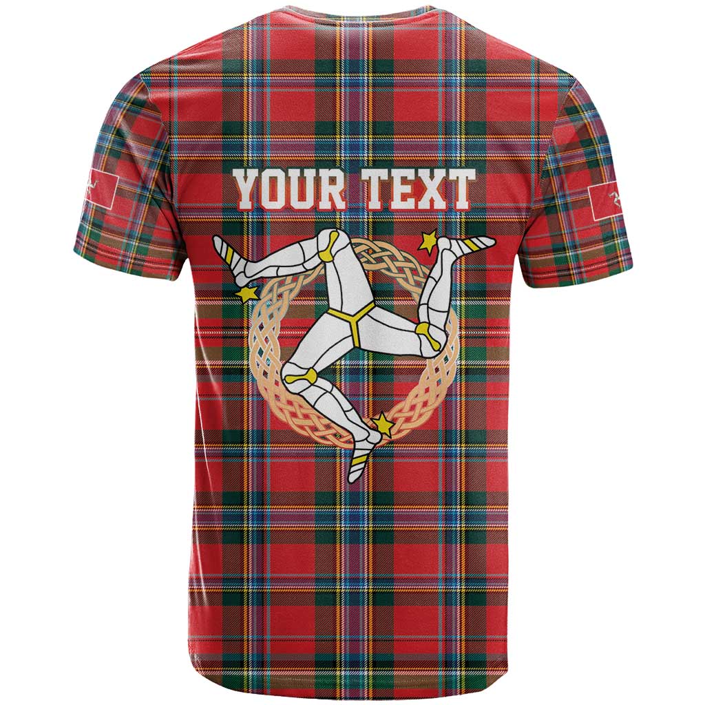 Personalized Isle of Man Triskelion T-Shirt Celtic Knots with Red Tartan Graphic Tee
