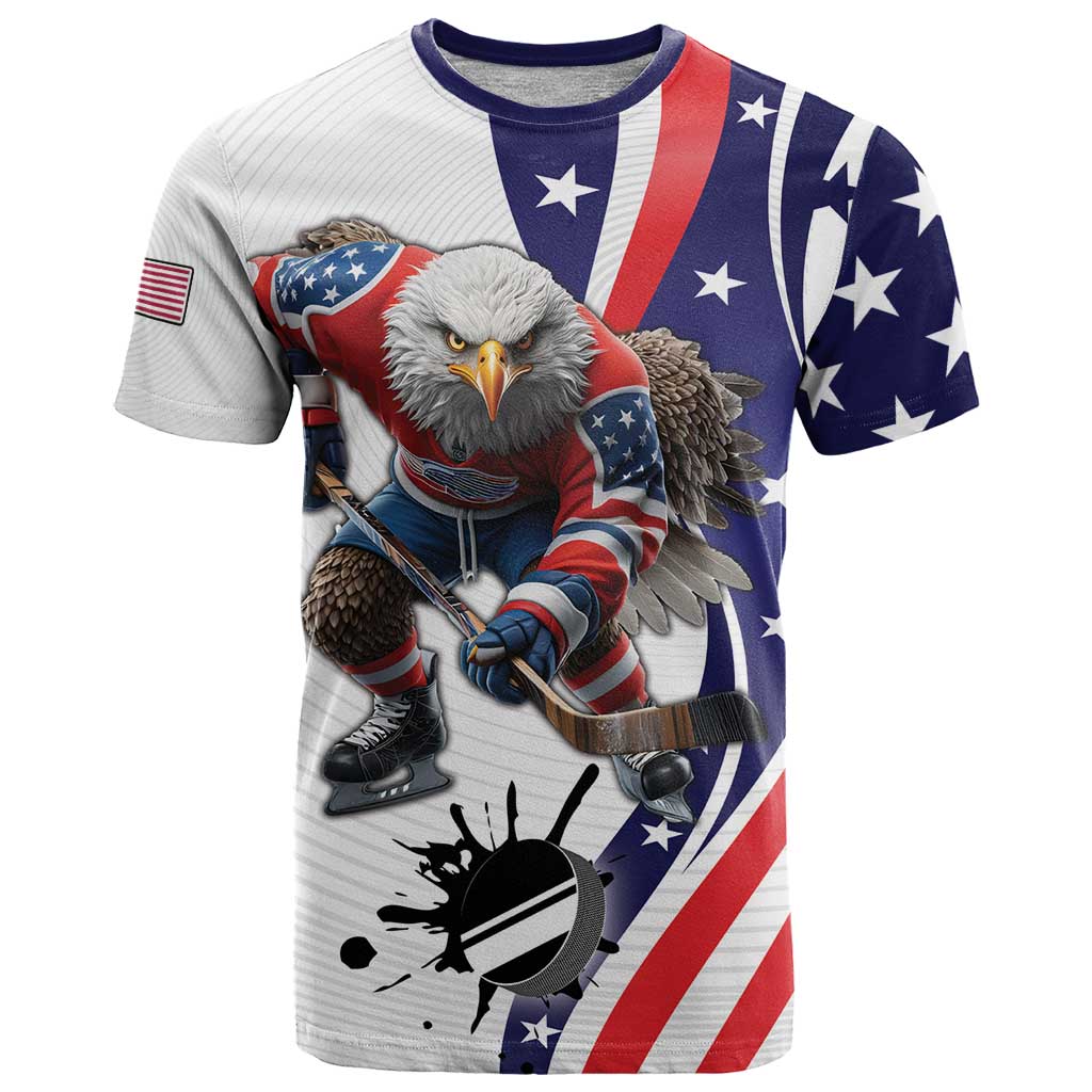 Custom United States Ice Hockey Go Champions T-Shirt Team USA Eagle Mascot Style Graphic Tee