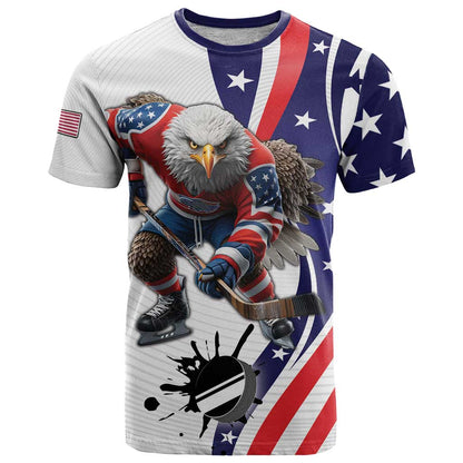 Custom United States Ice Hockey Go Champions T-Shirt Team USA Eagle Mascot Style Graphic Tee