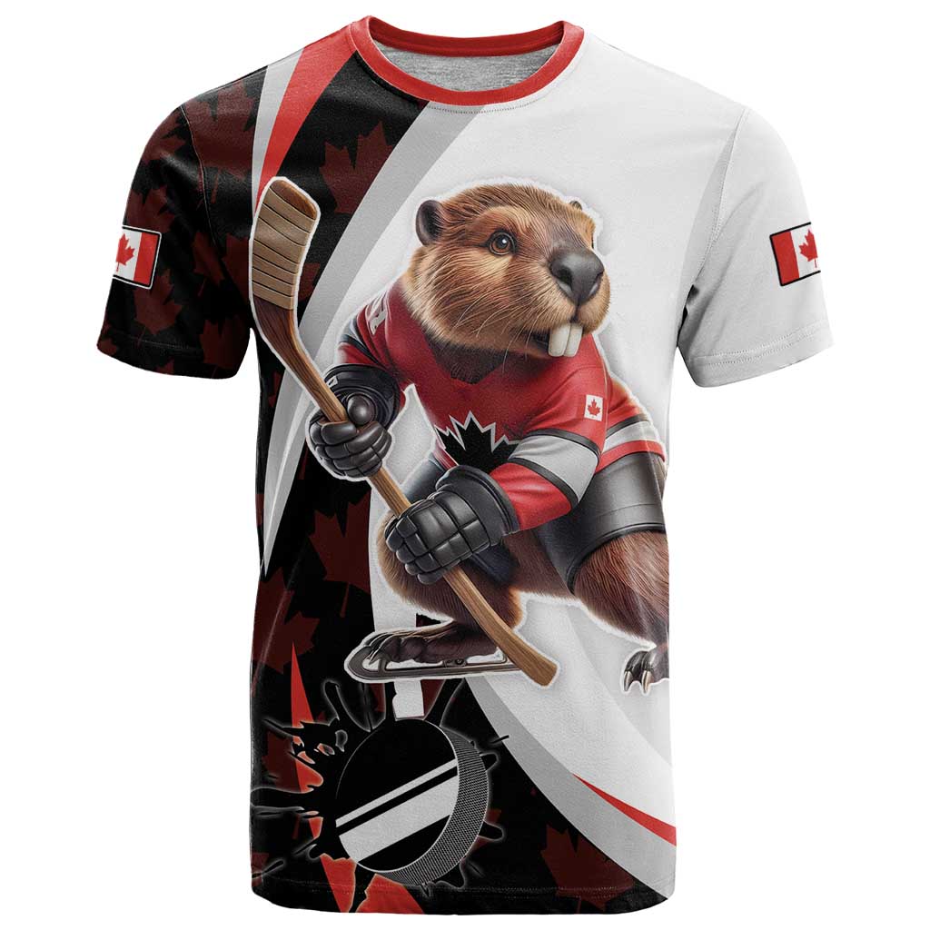 Custom Canada Ice Hockey Go Champions T-Shirt Team Canada Beaver Mascot Style Graphic Tee