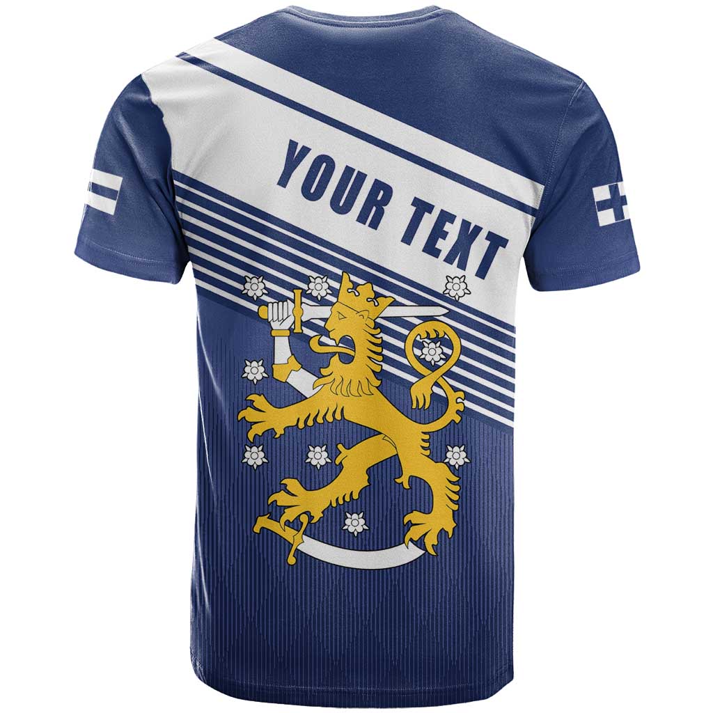 Personalized Finland One Nation One Culture T-Shirt A Crowned Lion with Flag Graphic Tee
