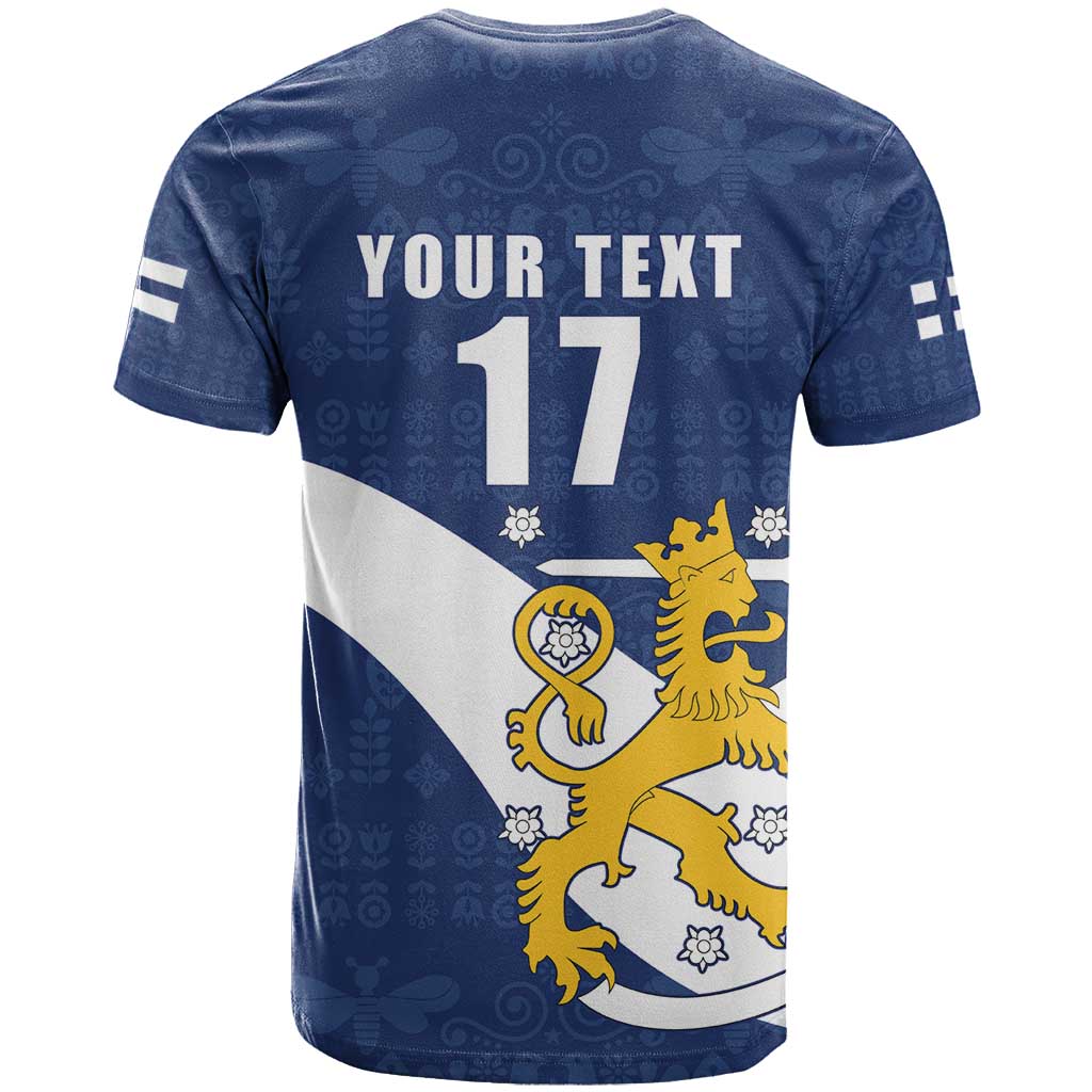 Custom Finland Football We are Champions T-Shirt Huuhkajat with Finnish Folk Paterns Graphic Tee