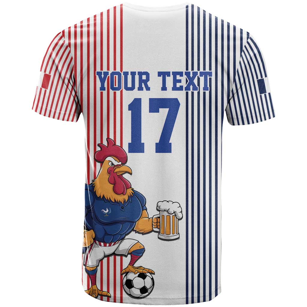 Custom France Football T-Shirt White Gallic Rooster Mascot Graphic Tee