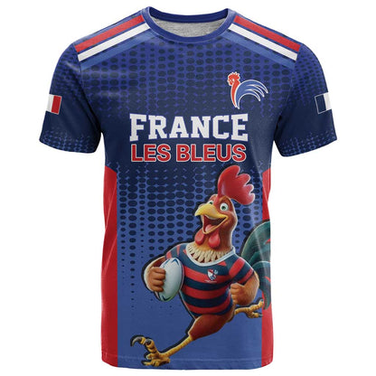 France Rugby Custom T-Shirt Come on Les Bleus Blue Style Graphic Tee