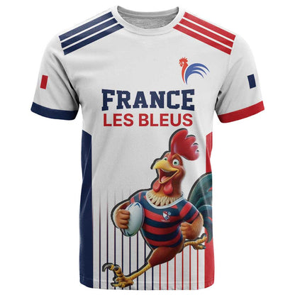 France Rugby Custom T-Shirt Come on Les Bleus White Style Graphic Tee