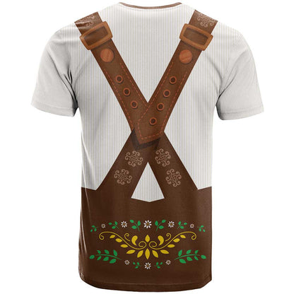 Lederhosen Costume Germany T-Shirt Bald Eagles With Traditional German Pattern Graphic Tee