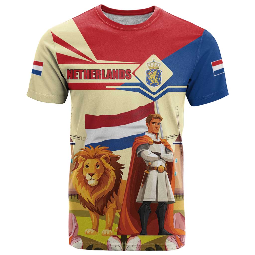 Netherlands Lion and Knight T-Shirt Tulips and Windmills Graphic Tee