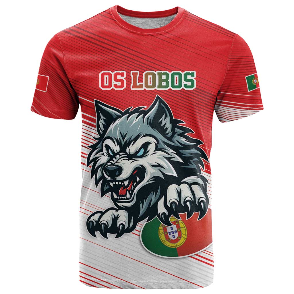 Custom Portugal Rugby Go Champions T-Shirt Wolf Mascot Style Graphic Tee