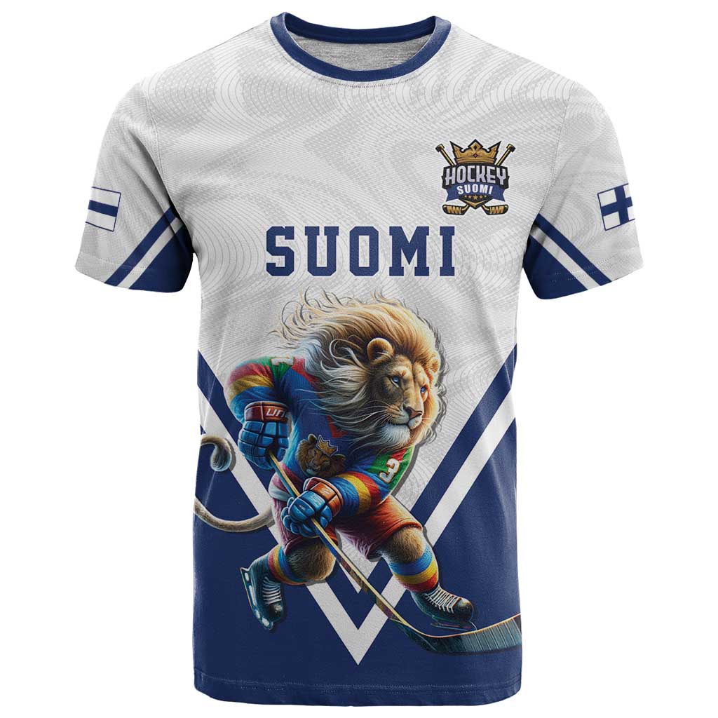 Custom Finland Ice Hockey Lion Mascot T-Shirt Sporty Style Come on Leijonat Graphic Tee